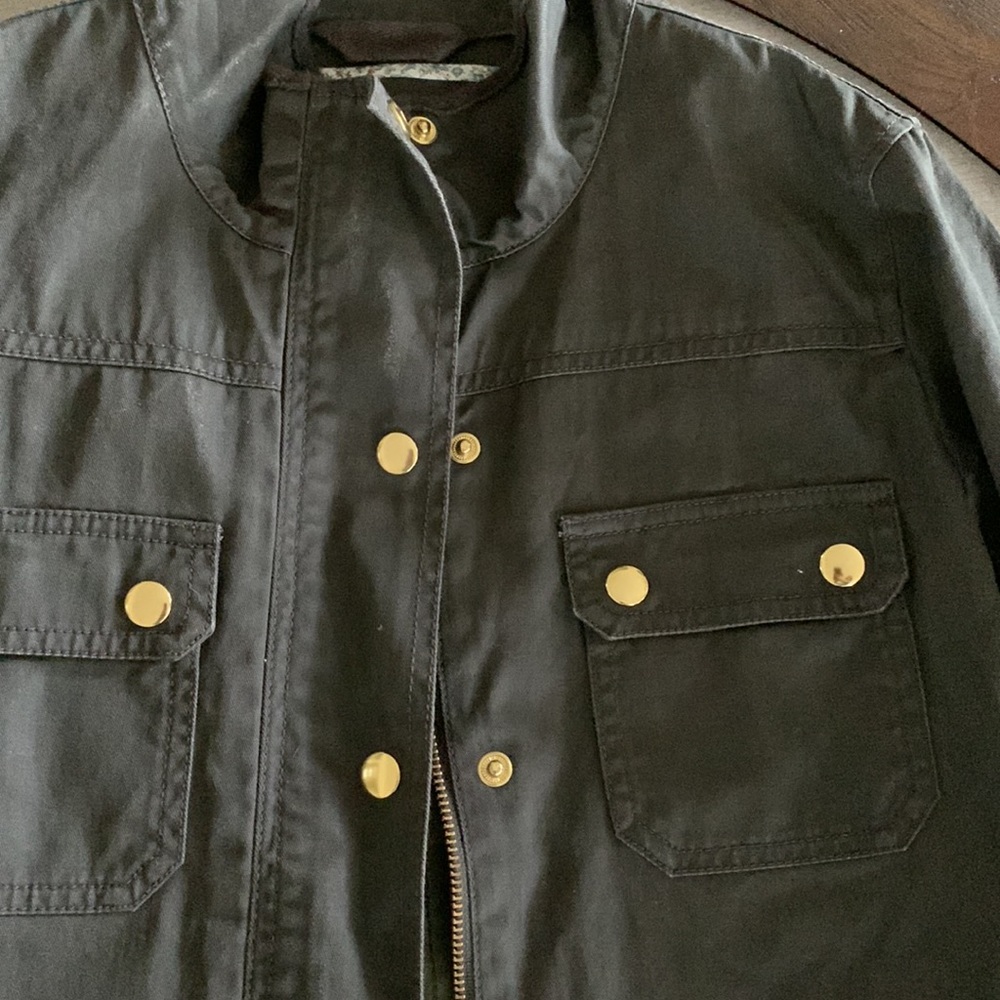 J. Crew Water Resistant Resin-coated twill field jacket Mossy Brown Green Sz S - Picture 7 of 12